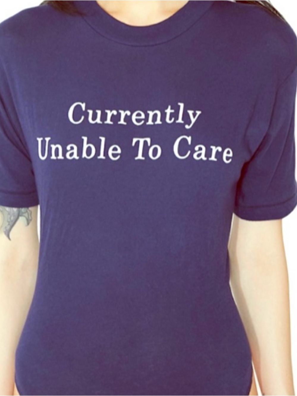 Wildfox navy graphic “Currently Unable To Care" bodysuit RARE